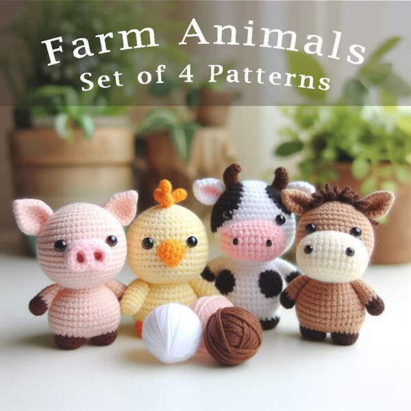 Farm Animal Crochet Pattern Set-4 Amigurumi PDF Patterns