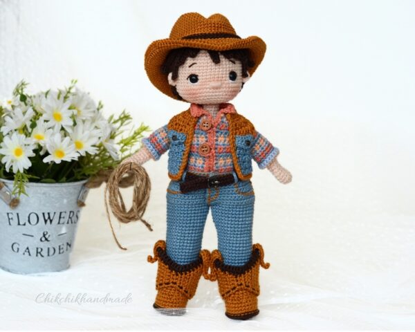 Crochet Doll Pattern FRANKLIN the Cowboy Amigurumi Doll Pattern Cowboy PDF in English