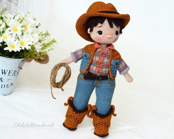 Crochet Doll Pattern FRANKLIN the Cowboy Amigurumi Doll Pattern Cowboy PDF in English - Image 2